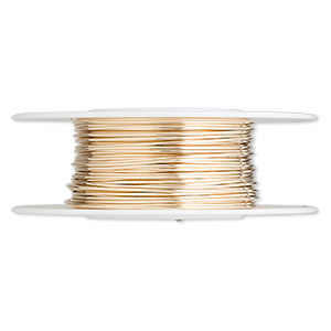 Wire, 12Kt gold-filled, half-hard, round, 22 gauge. Sold per pkg of 5 feet.