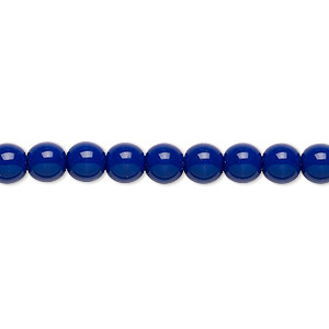 Bead, Czech glass druk, opaque dark blue, 6mm round. Sold per 15-1/2&quot; to 16&quot; strand.