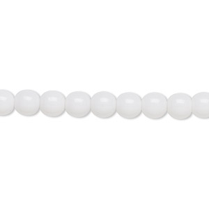 Bead, Czech glass druk, opaque white, 6mm round. Sold per 15-1/2&quot; to 16&quot; strand.