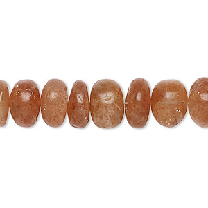 Bead, sunstone (natural), 6x3mm-10x6mm graduated hand-cut rondelle with 0.4mm-1.4mm hole, B grade, Mohs hardness 6 to 6-1/2. Sold per 15&quot; to 16&quot; strand.