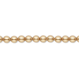 Pearl, Crystal Passions&reg;, bright gold, 4mm round (5810). Sold per pkg of 100.