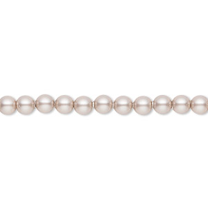 Pearl, Crystal Passions&reg;, powder almond, 4mm round (5810). Sold per pkg of 100.