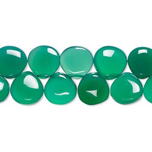 Bead, green onyx (dyed), 6-10mm top-drilled hand-cut graduated teardrop, B+ grade, Mohs hardness 6-1/2 to 7. Sold per 8-inch strand, approximately 50-55 beads.