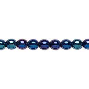 Bead, Czech glass druk, opaque iris blue, 6mm round. Sold per 15-1/2&quot; to 16&quot; strand.