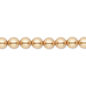 Pearl, Crystal Passions&reg;, bright gold, 6mm round (5810). Sold per pkg of 50.