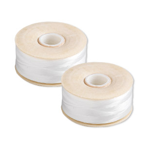 Thread, Nymo&reg;, nylon, white, size B. Sold per pkg of (2) 72-yard bobbins.