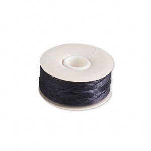 Thread, Nymo&reg;, nylon, black, size B. Sold per pkg of (2) 72-yard bobbins.