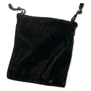 Pouch, velvet, black, 4-1/2 x 4 inches with drawstring. Sold per pkg of 12.