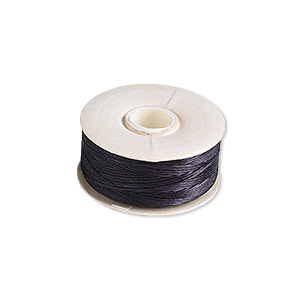 Thread, Nymo&reg;, nylon, black, size D. Sold per pkg of (2) 64-yard bobbins.