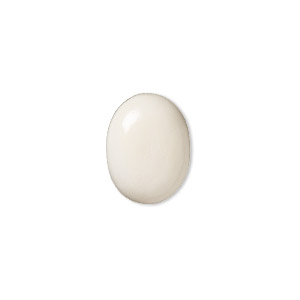 Cabochon, bone (bleached), ivory, 16x12mm hand-cut calibrated oval, Mohs hardness 2-1/2. Sold per pkg of 2.