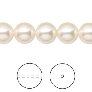 Vintage Glass Cream Faux Pearl Beads - 16mm