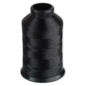 Thread, Nymo®, nylon, black, size O. Sold per 3-ounce spool. - Fire  Mountain Gems and Beads