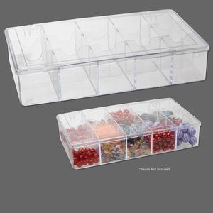 Organizer box, clear, 11x6x2-inches with 15 compartments. Sold