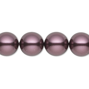 Pearl, Crystal Passions&reg;, burgundy, 12mm round (5810). Sold per pkg of 10.