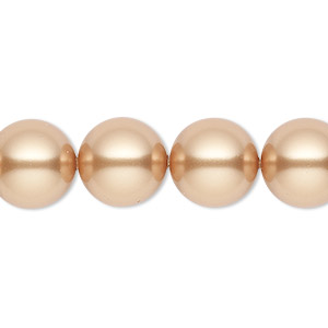 Pearl, Crystal Passions&reg;, bright gold, 12mm round (5810). Sold per pkg of 10.