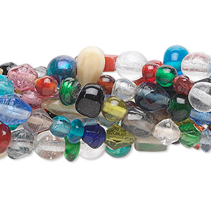 Bead mix, glass, opaque to transparent mixed colors, 3-6mm mixed shapes. Sold per pkg of (10) 15-1/2&quot; to 16&quot; strands.