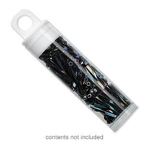 Vial, plastic, clear and white, 2 x 9/16 inch cylinder with hang tab. Sold per pkg of 100.