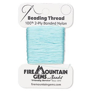 Thread, nylon, light turquoise, size AA. Sold per 50-yard card.
