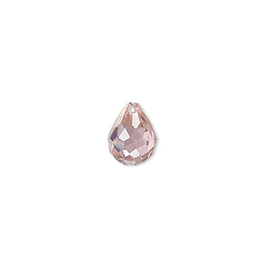 Bead, cubic zirconia, pink, 10x8mm top-drilled faceted teardrop, Mohs hardness 8-1/2. Sold per pkg of 2.