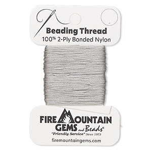 Thread, nylon, grey, size AA. Sold per 50-yard card. - Fire Mountain Gems  and Beads