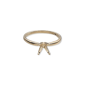 Ring, Sure-Set&#153;, 14Kt gold, 7mm 4-prong round setting, size 7. Sold individually.