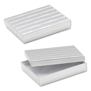 Cotton-filled Boxes Paper Silver Colored