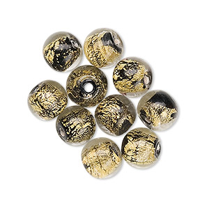 Beads Lampwork Glass Gold Colored
