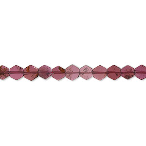 Bead, garnet (dyed), 4x1mm-5x4mm hand-cut flat hexagon, B grade, Mohs hardness 7 to 7-1/2. Sold per 16-inch strand.