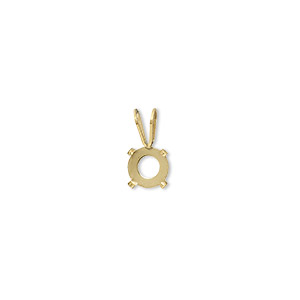 Pendant, Cab-Tite&#153;, 14Kt gold-filled, 6mm with 4-prong round setting. Sold individually.