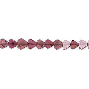Bead, garnet (dyed), 5x4mm-8x5mm hand-cut flat 6-sided diamond, B- grade, Mohs hardness 7 to 7-1/2. Sold per 16-inch strand.