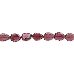 Bead, garnet (dyed), 7x5mm-8x7mm hand-cut faceted flat teardrop, B grade, Mohs hardness 7 to 7-1/2. Sold per 16-inch strand.