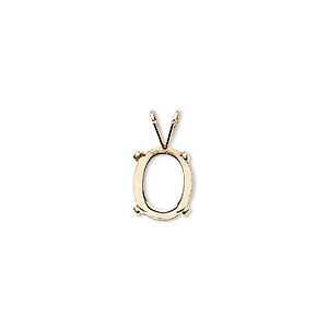 Pendant, Cab-Tite&#153;, 14Kt gold-filled, 10x8mm 4-prong oval setting. Sold individually.