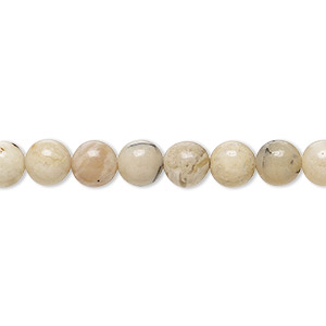 Bead, dendritic opal (natural), 6mm hand-cut round, B grade, Mohs hardness 5-1/2 to 6. Sold per 15-1/2&quot; to 16&quot; strand.