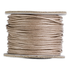 Cord, waxed cotton, tan, 1mm round. Sold per 25-yard pkg.