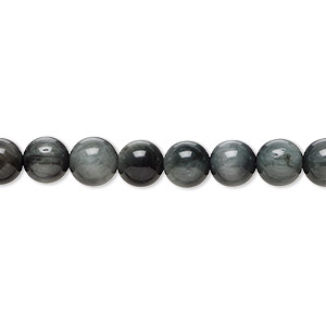Bead, cat&#39;s eye quartz (natural), 6mm hand-cut round, B grade, Mohs hardness 7. Sold per 15-1/2&quot; to 16&quot; strand.