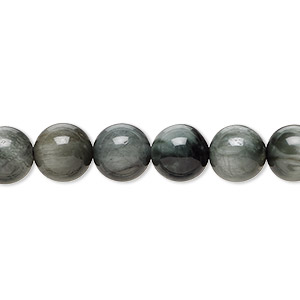 Bead, cat&#39;s eye quartz (natural), 8mm hand-cut round, B grade, Mohs hardness 7. Sold per 15-1/2&quot; to 16&quot; strand.