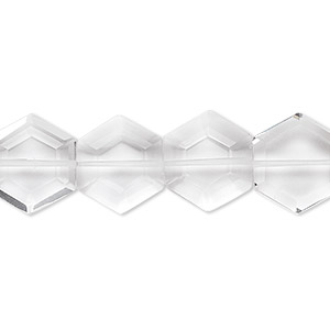 Bead, quartz crystal (natural), 13x12mm hand-cut faceted hexagon, B grade, Mohs hardness 7. Sold per pkg of 10.