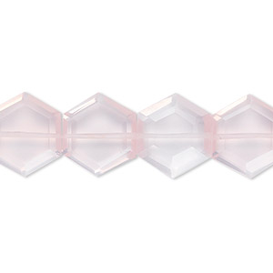 Bead, rose quartz (natural), 13x12mm hand-cut faceted hexagon, B grade, Mohs hardness 7. Sold per pkg of 10.