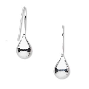 Earring, sterling silver, 24x7mm with 11x7mm smooth teardrop. Sold per pair.