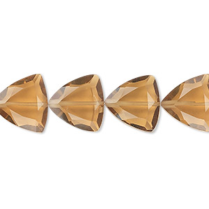 Bead, golden quartz (heated), 12x12x12mm hand-cut faceted triangle, B grade, Mohs hardness 7. Sold per pkg of 10.