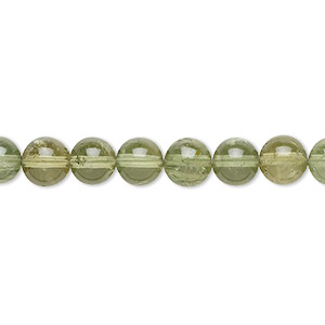 Bead, green apatite (natural), mint green, 6mm round, B+ grade, Mohs hardness 5. Sold per 8-inch strand, approximately 30 beads.