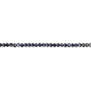 Crystal Beads, Faceted Rondelle 1.5x2.5mm, Opaque Dark Sapphire (2