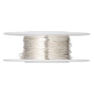 Wire, sterling silver, half-hard, round, 30 gauge. Sold per pkg of 1 ounce.