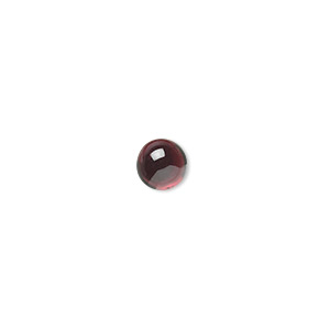 Cabochon, garnet (natural), 6mm hand-cut calibrated round, B grade, Mohs hardness 7 to 7-1/2. Sold per pkg of 2.