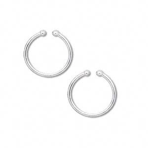Fashion Silver Plated Stainless Steel 2mm Thin Polished Round Hoop Earrings OC