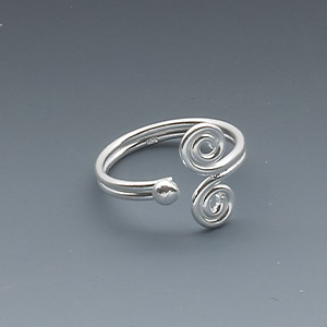 Rose Gold Over Sterling Silver Wire Swirl Toe Ring, Wire Ring