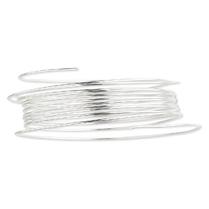 Wire, sterling silver, full-hard, round, 24 gauge. Sold per 25-foot spool.  - Fire Mountain Gems and Beads