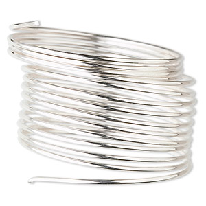 Wire, sterling silver, full-hard, round, 18 gauge. Sold per 25-foot spool.