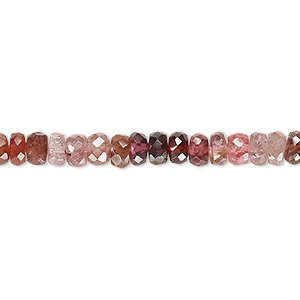 Bead, multi-sapphire (heated), 4.5x1mm-5x4mm hand-cut faceted rondelle, B grade, Mohs hardness 9. Sold per 8-inch strand, approximately 65 beads.