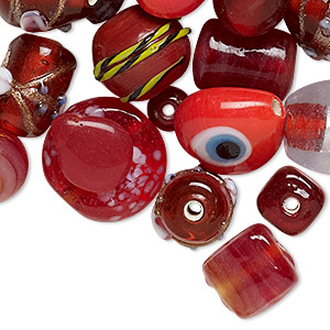 Bead mix, lampworked glass, mixed colors, 7x4mm-14x11mm mixed fancy shape. Sold per 100-gram pkg, approximately 60-100 beads.